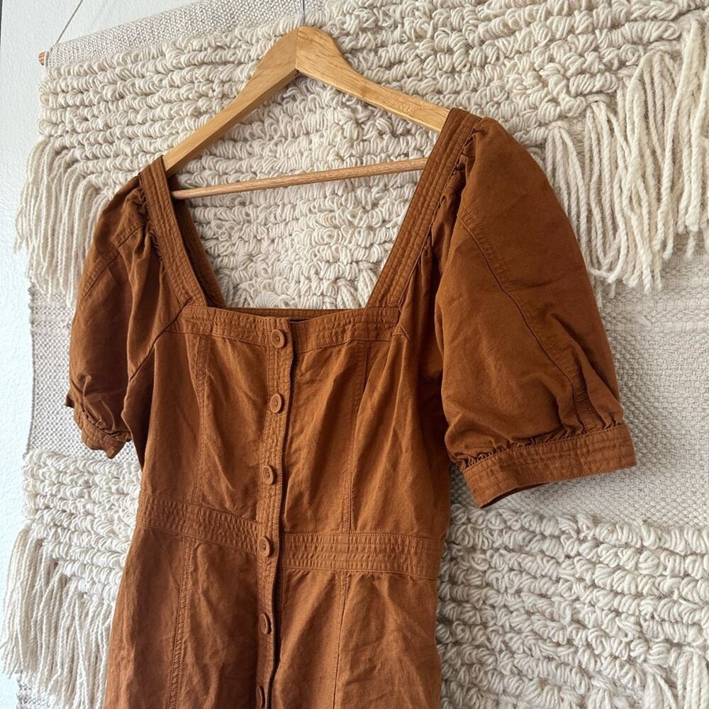 Madewell Seamed Puff Sleeve Midi Dress - Picture 2 of 7